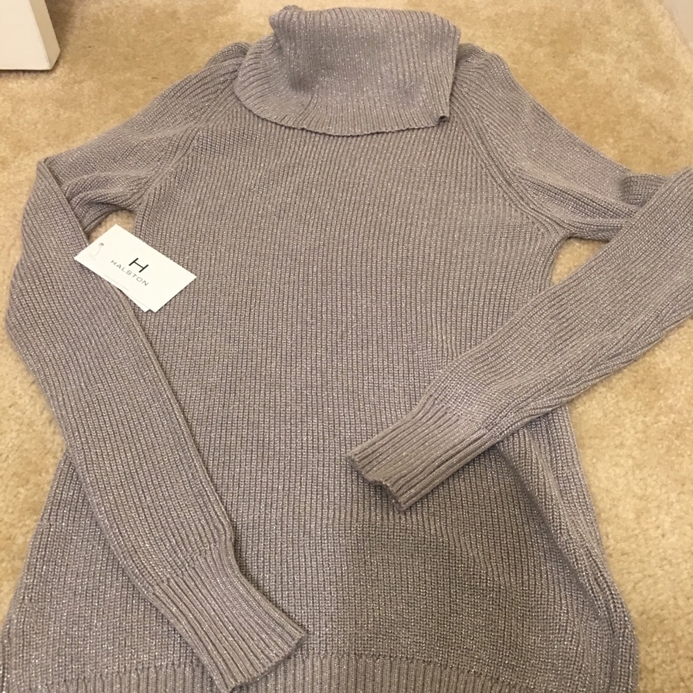 Halston metallic accented turtleneck sweater